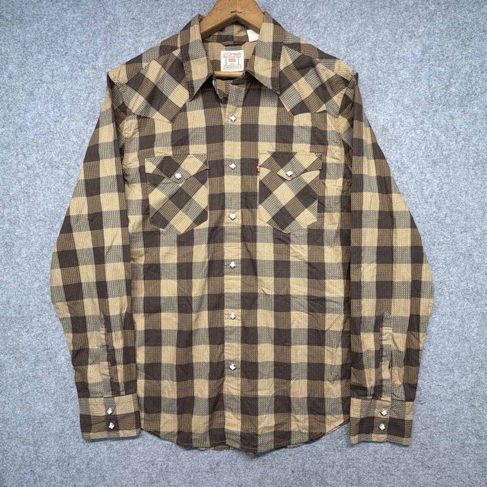 Levis Barstow Western Shirt Mens Medium Checkered Pearl Snap Cowboy NWT